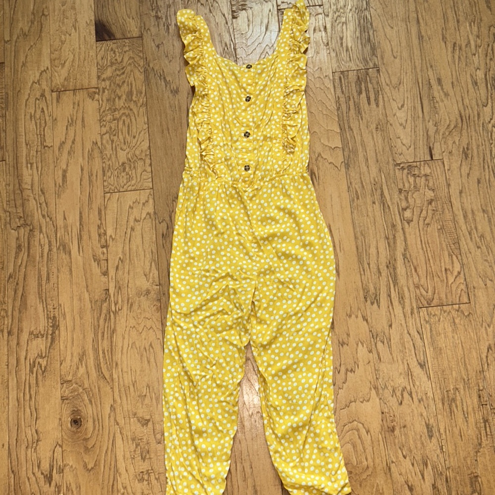 Girls Arizona brand mustard colored romper size XL (16). Worn once